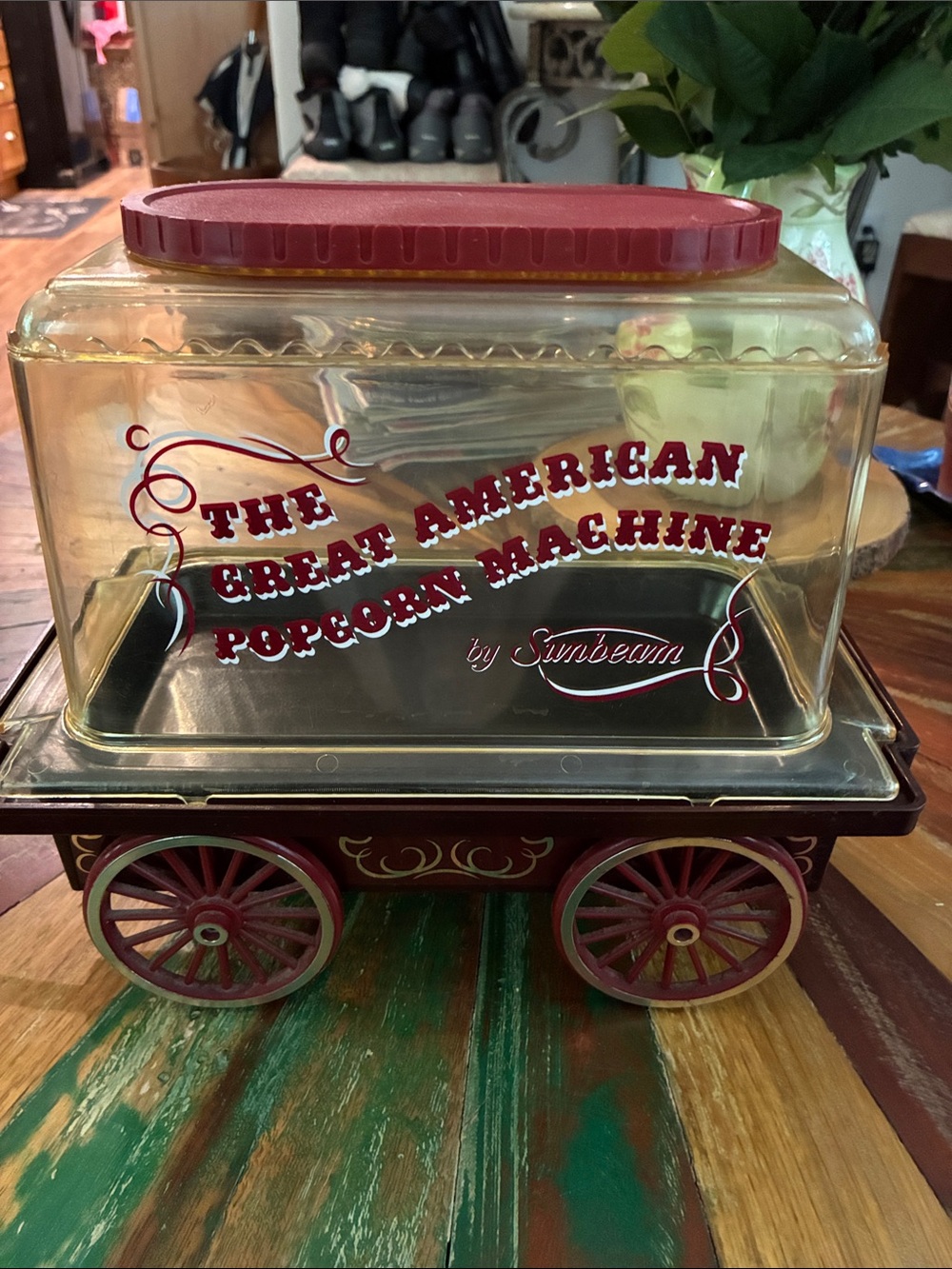 Sunbeam vintage 1970’s Red and Gold Popcorn Machine Cart Display